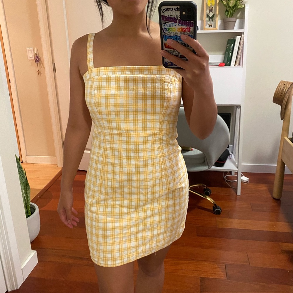 Forever 21 Yellow Plaid Dress M